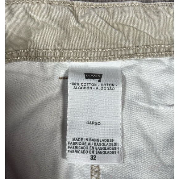 Levis Cargo Shorts Mens 33 Ivory Beige Cotton Baggy Heavy Workwear Skater Y2K - Picture 4 of 9